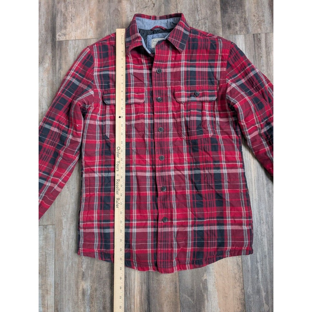 LL L.L. Bean Men's Quilt Lined Plaid Flannel Shirt Jacket Size Small 298234 Red - Picture 2 of 7